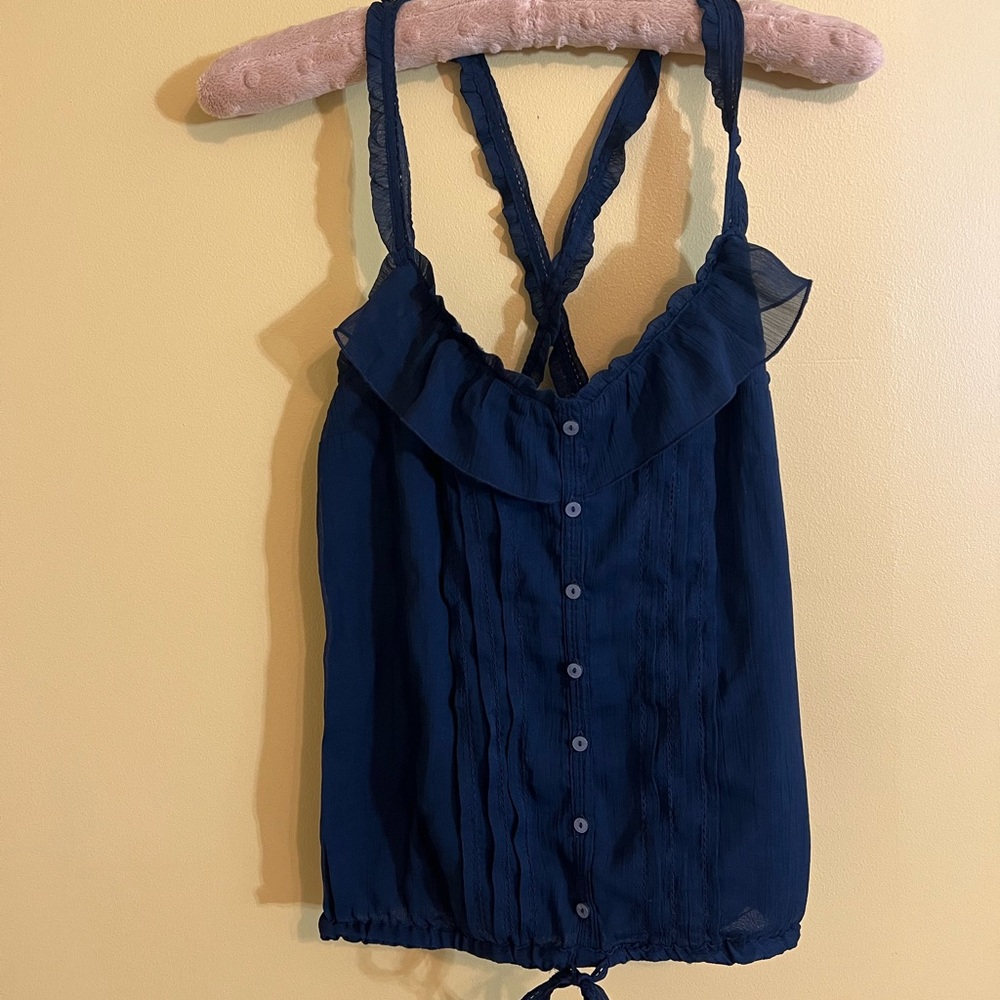Abercrombie & Fitch Dark Blue Camisole with Ruffles NWT